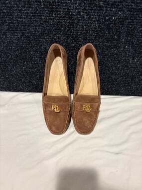 Lauren Ralph Lauren Barnsbury Suede Loafers in Dark Hickory